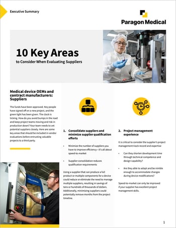 Executive Summary: 10 Key Areas to Consider When Evaluating Suppliers Executive Summary: 10 Key Areas to Consider When Evaluating Suppliers